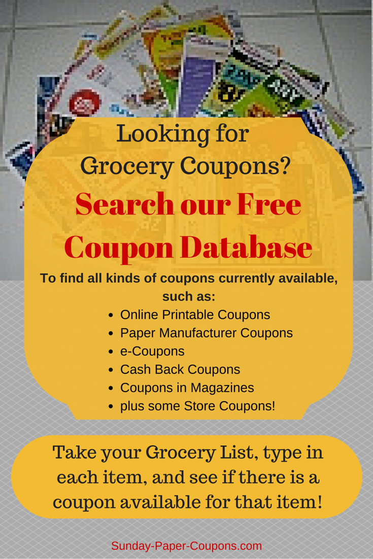 online coupon database free grocery coupons