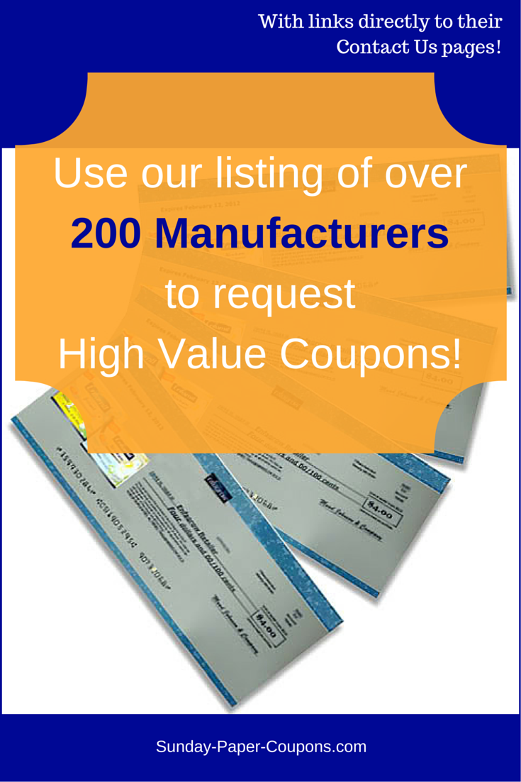 Manufacturer Coupons | Free Coupons by Mail