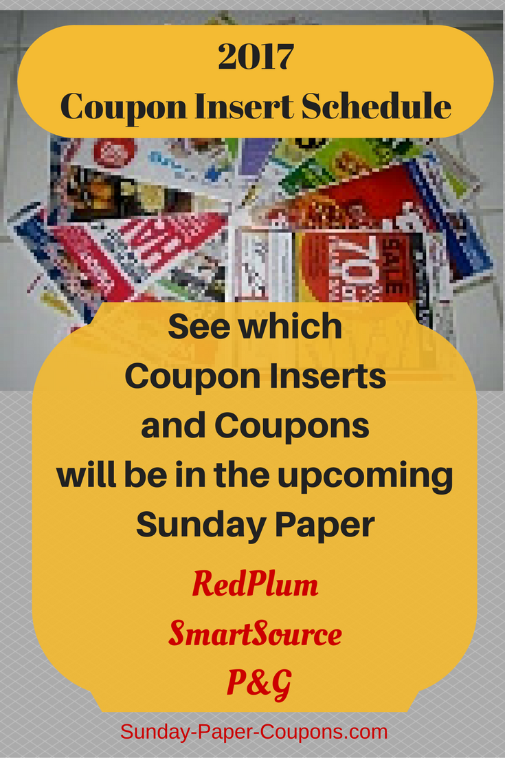 2017 Coupon Insert Schedule