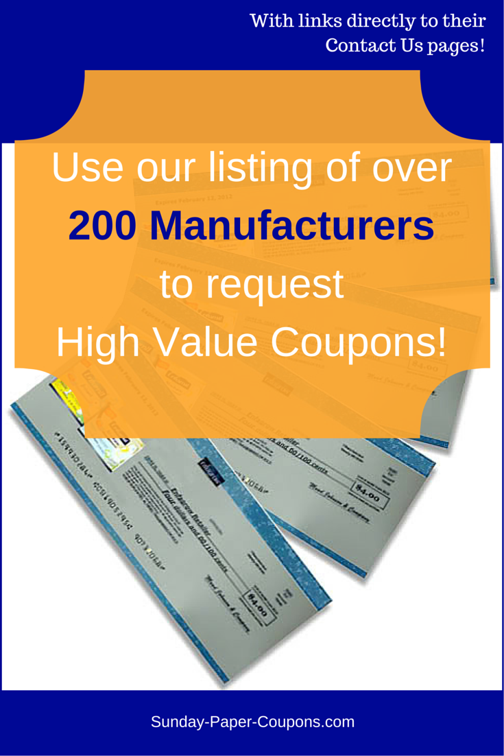 Free Coupons by Mail w/400+ Manufacturers!